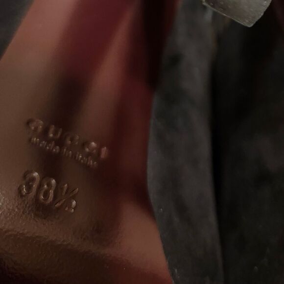 NIB Gucci Blck Suede/Leather Peep Toe Slingback Ankle Strap Pumps Sz.8/38.5 $995 - Picture 12 of 12